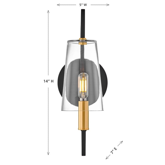 Savoy House Hanley 1 Lt Sconce, Matte Black and Warm Brass