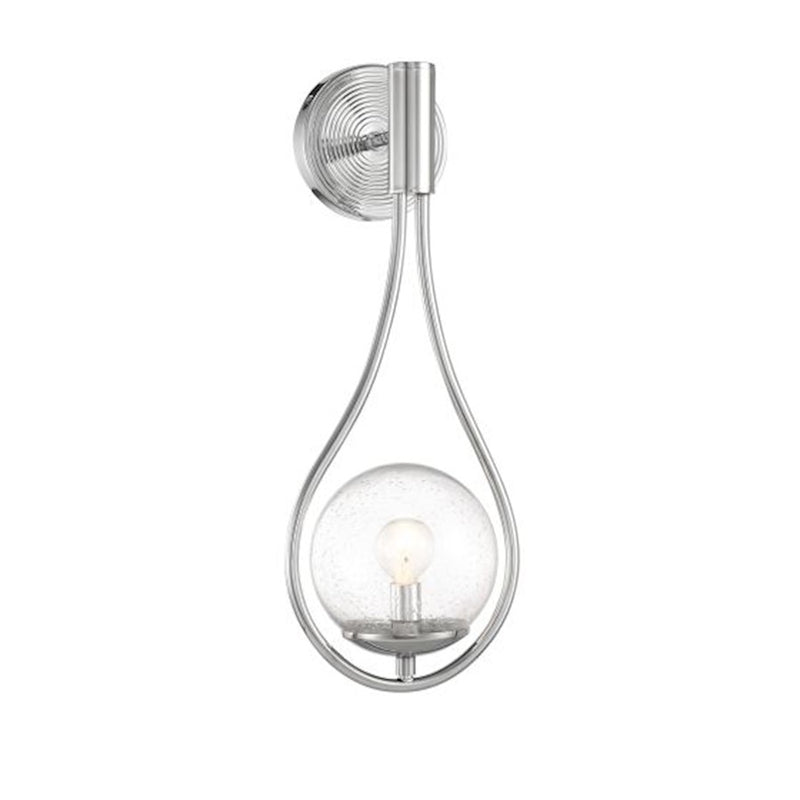 Savoy House Encino 1Lt Sconce, Polished Chrome/Clear Seeded Glass