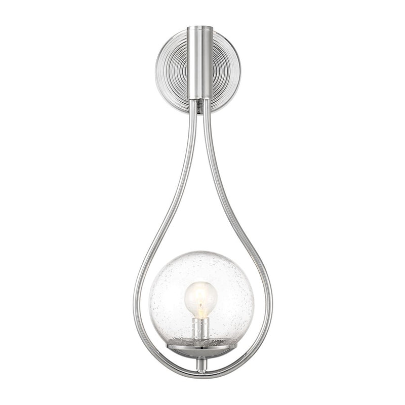 Savoy House Encino 1Lt Sconce, Polished Chrome/Clear Seeded Glass