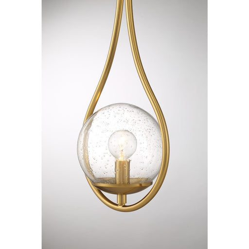 Savoy House Encino 1 Light Sconce, Warm Brass/Clear Seeded Glass