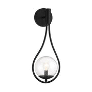 Savoy House Encino 1 Light Sconce, Matte Black/Clear Seeded Glass - 9-7193-1-89