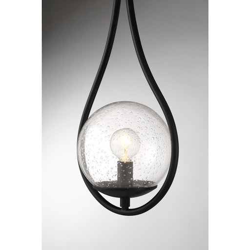 Savoy House Encino 1 Light Sconce, Matte Black/Clear Seeded Glass