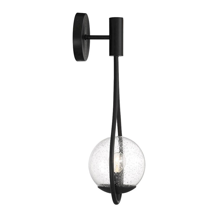Savoy House Encino 1 Light Sconce, Matte Black/Clear Seeded Glass