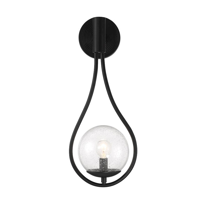 Savoy House Encino 1 Light Sconce, Matte Black/Clear Seeded Glass