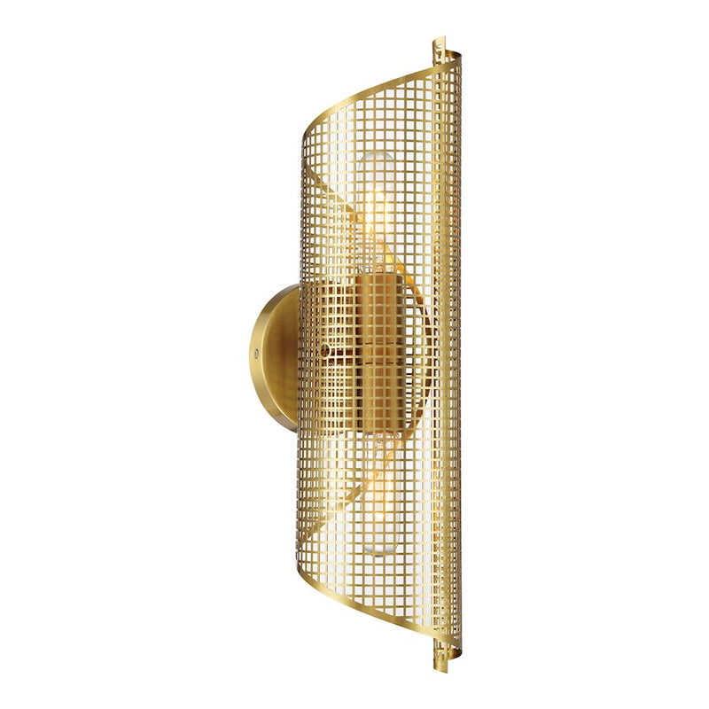 Savoy Essentials Hillbourne 2 Light Sconce, Warm Brass/Perforated