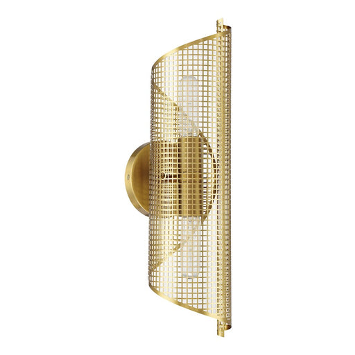 Savoy Essentials Hillbourne 2 Light Sconce, Warm Brass/Perforated