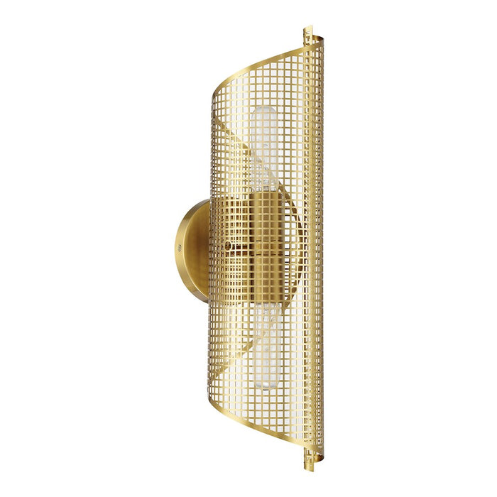 Savoy Essentials Hillbourne 2 Light Sconce, Warm Brass/Perforated