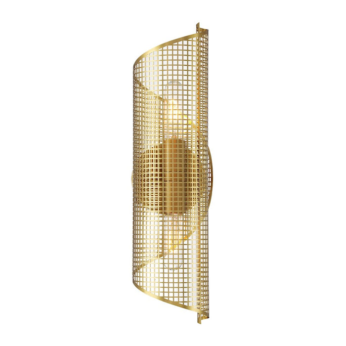 Savoy Essentials Hillbourne 2 Light Sconce, Warm Brass/Perforated