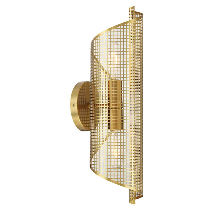 Savoy Essentials Hillbourne 2 Light Sconce, Warm Brass/Perforated