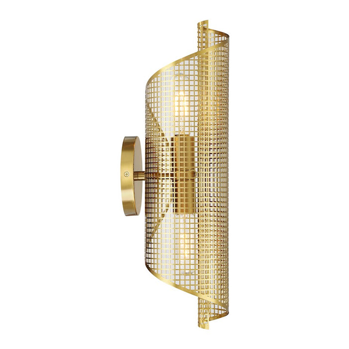 Savoy Essentials Hillbourne 2 Light Sconce, Warm Brass/Perforated