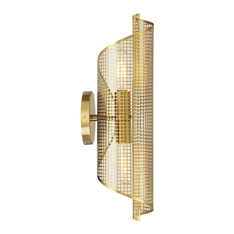 Savoy Essentials Hillbourne 2 Light Sconce, Warm Brass/Perforated