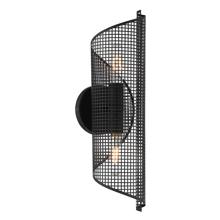 Savoy Essentials Hillbourne 2 Light Sconce, Matte Black/Perforated - 9-8030-2-89