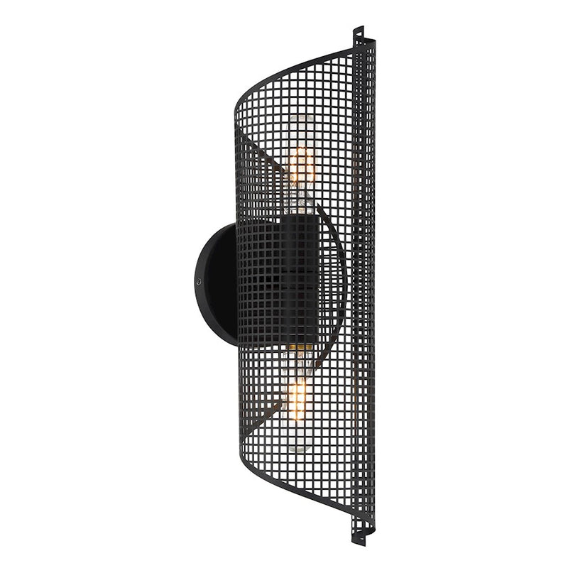 Savoy Essentials Hillbourne 2 Light Sconce, Matte Black/Perforated