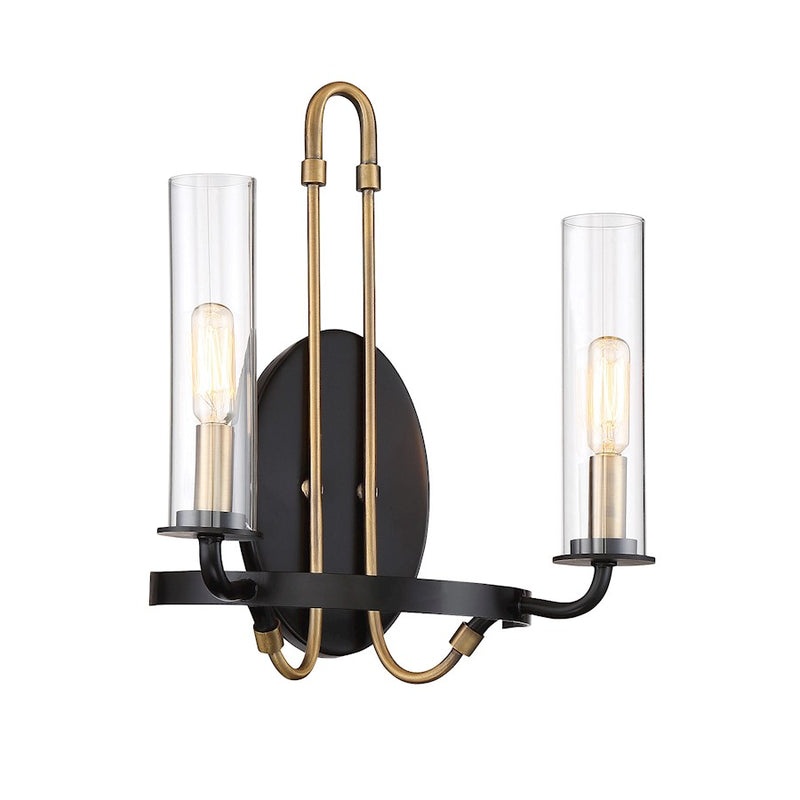 Savoy House Kearney 2-Light Wall Sconce, Vintage Black/Warm Brass