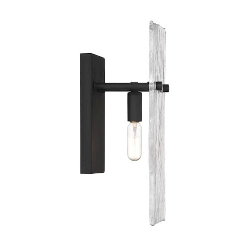 Savoy House Genry 1 Light Sconce, Matte Black/Handmade Water