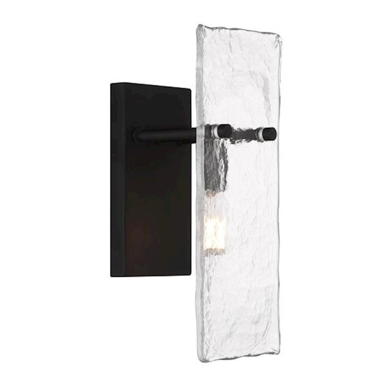 Savoy House Genry 1 Light Sconce, Matte Black/Handmade Water