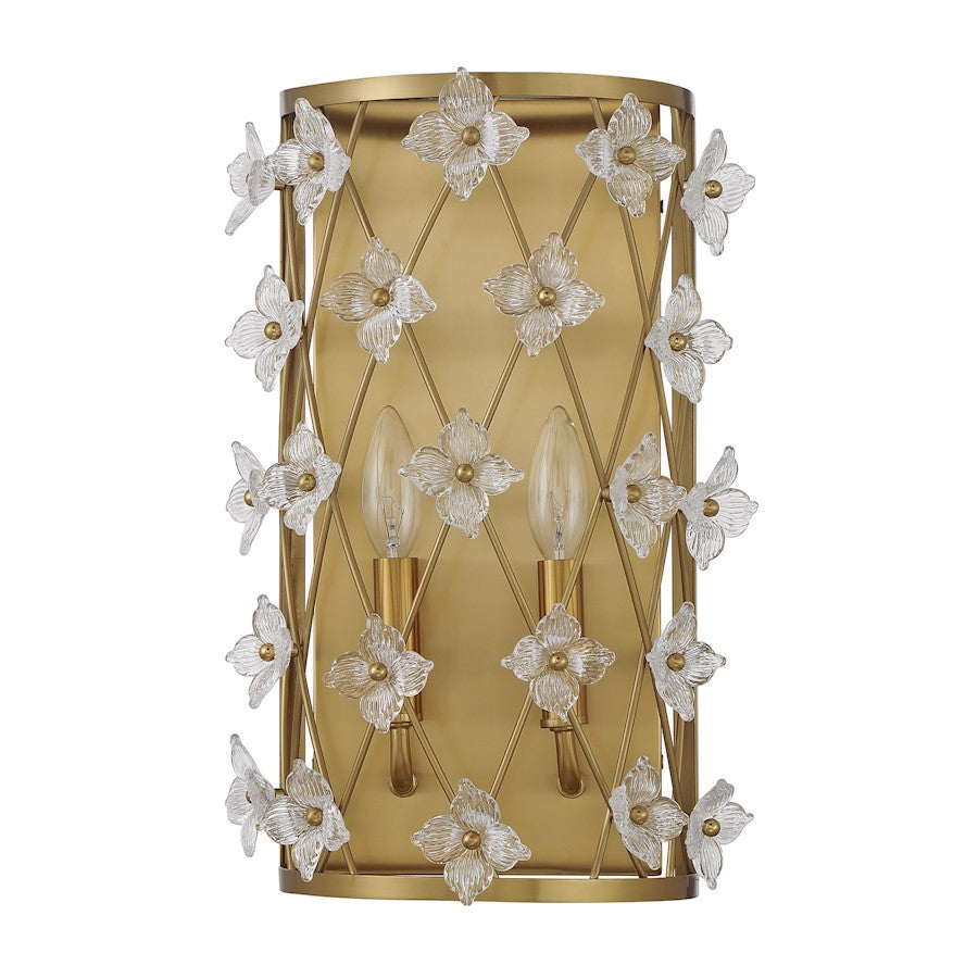 Savoy House Bailey 2 Light Sconce, Warm Brass