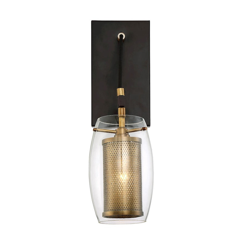 Savoy House Dunbar 1-Light Wall Sconce, Warm Brass/Bronze Accents