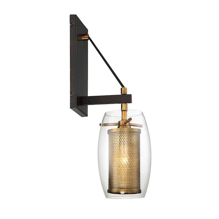 Savoy House Dunbar 1-Light Wall Sconce, Warm Brass/Bronze Accents