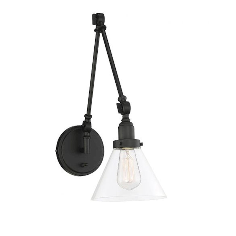 Savoy House Drake 1-Light Adjustable Wall Sconce, Matte Black