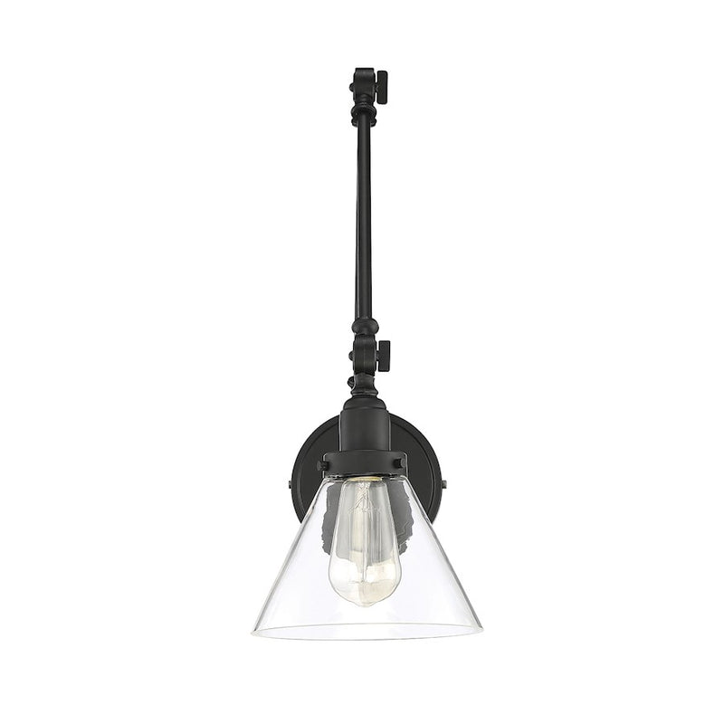 Savoy House Drake 1-Light Adjustable Wall Sconce, Matte Black
