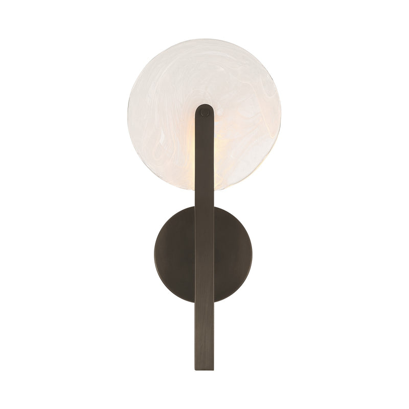 Savoy House Ainslie 1-Light LED Wall Sconce | Modern Mediterranean Bronze Metal and Strie Glass | Bathroom, Hallway & Bedroom Accent | Model 9-9308-1-15