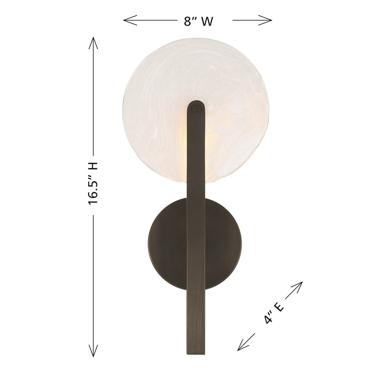 Savoy House Ainslie 1-Light LED Wall Sconce | Modern Mediterranean Bronze Metal and Strie Glass | Bathroom, Hallway & Bedroom Accent | Model 9-9308-1-15