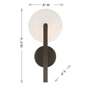 Savoy House Ainslie 1-Light LED Wall Sconce | Modern Mediterranean Bronze Metal and Strie Glass | Bathroom, Hallway & Bedroom Accent | Model 9-9308-1-15