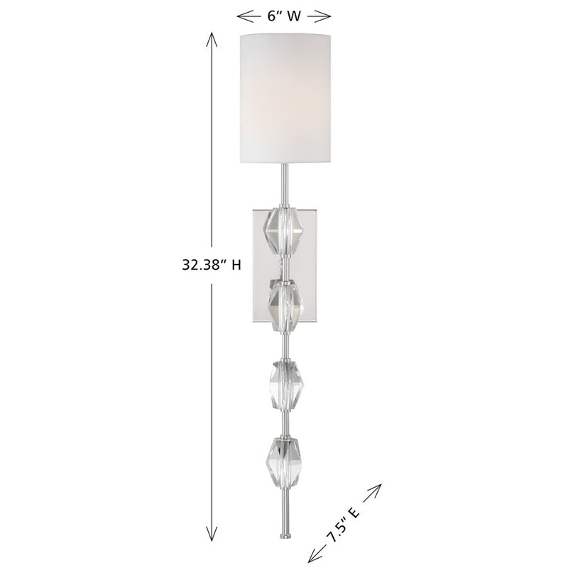 Savoy House Sebring 1 Lt Sconce, Polished Nickel