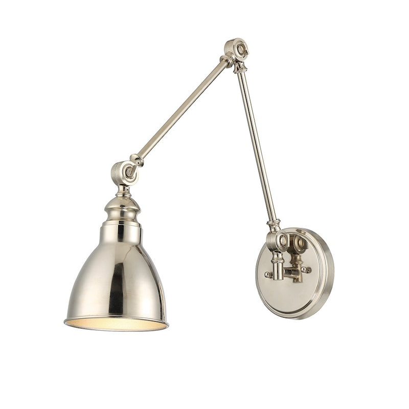 Savoy House Dakota 1-Light Adjustable Wall Sconce, Polished Nickel
