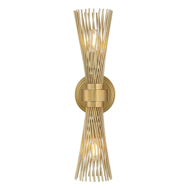 Savoy House Longfellow 2 Light Sconce, Burnished Brass