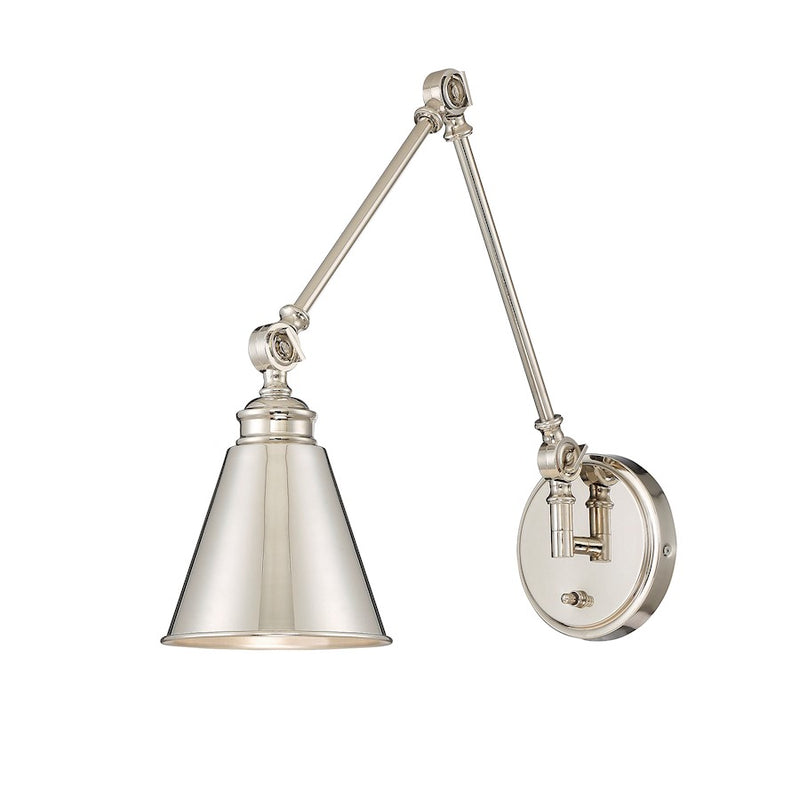 Savoy House Morland 1-Light Adjustable Wall Sconce, Satin Nickel