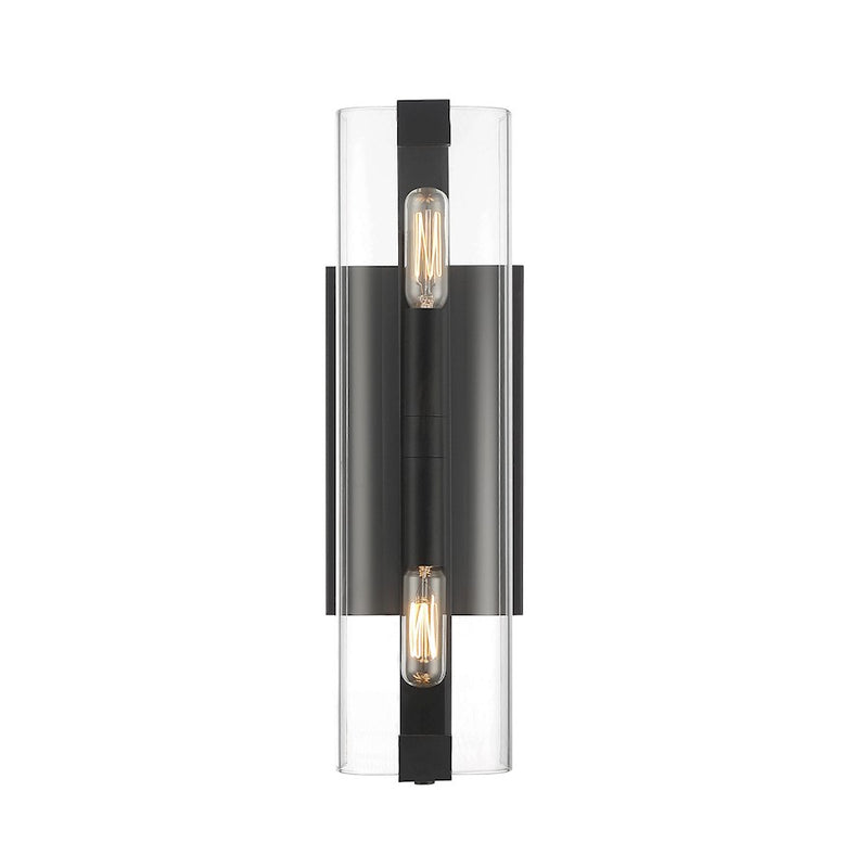 Savoy House Winfield 2 Light Wall Sconce, Matte Black/Clear
