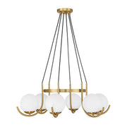 Savoy House Abella 31in 6-Light Chandelier | Mid-Century Modern Warm Brass and Opal Etched White Glass | Dining Room & Foyer | Model L1-1345-6-322