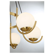 Savoy House Abella 31in 6-Light Chandelier | Mid-Century Modern Warm Brass and Opal Etched White Glass | Dining Room & Foyer | Model L1-1345-6-322