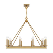Savoy House Boylston 35in 12-Light Chandelier | Mid-Century Modern Warm Brass | Dining Room & Foyer | 35 x 35 x 29 in | Model L1-2101-12-322