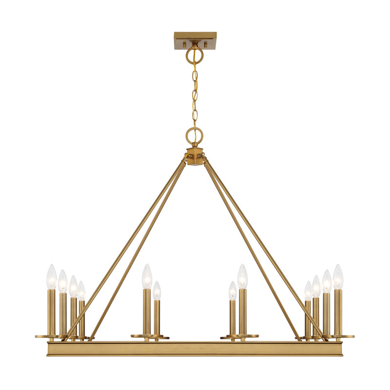 Savoy House Boylston 35in 12-Light Chandelier | Mid-Century Modern Warm Brass | Dining Room & Foyer | 35 x 35 x 29 in | Model L1-2101-12-322