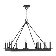 Savoy House Boylston 35in 12-Light Chandelier | Mid-Century Modern Matte Black | Dining Room & Foyer | 35 x 35 x 29 in | Model L1-2101-12-89
