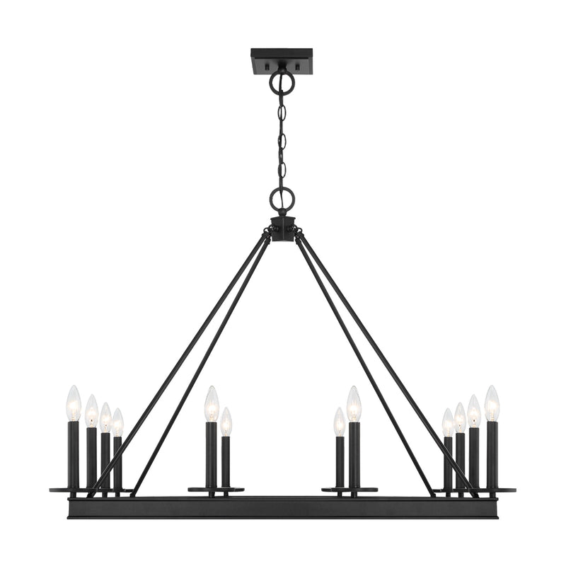 Savoy House Boylston 35in 12-Light Chandelier | Mid-Century Modern Matte Black | Dining Room & Foyer | 35 x 35 x 29 in | Model L1-2101-12-89