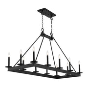 Savoy House Boylston 47in 12-Light Linear Chandelier | Mid-Century Modern Matte Black | Kitchen Island & Dining Room | Model L1-2102-12-89