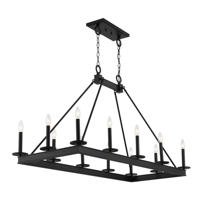 Savoy House Boylston 47in 12-Light Linear Chandelier | Mid-Century Modern Matte Black | Kitchen Island & Dining Room | Model L1-2102-12-89