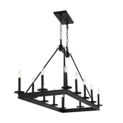 Savoy House Boylston 47in 12-Light Linear Chandelier | Mid-Century Modern Matte Black | Kitchen Island & Dining Room | Model L1-2102-12-89