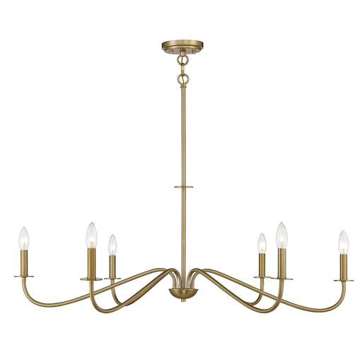 Savoy House Jasmine 42in 6-Light Chandelier | Transitional Warm Brass Metal | Dining Room & Foyer | 42 x 42 x 14 in, Rod Hung | Model L1-2220-6-322