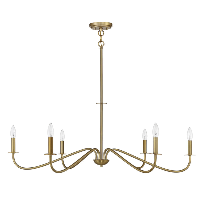 Savoy House Jasmine 42in 6-Light Chandelier | Transitional Warm Brass Metal | Dining Room & Foyer | 42 x 42 x 14 in, Rod Hung | Model L1-2220-6-322