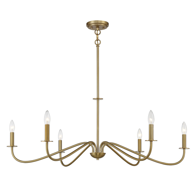 Savoy House Jasmine 42in 6-Light Chandelier | Transitional Warm Brass Metal | Dining Room & Foyer | 42 x 42 x 14 in, Rod Hung | Model L1-2220-6-322
