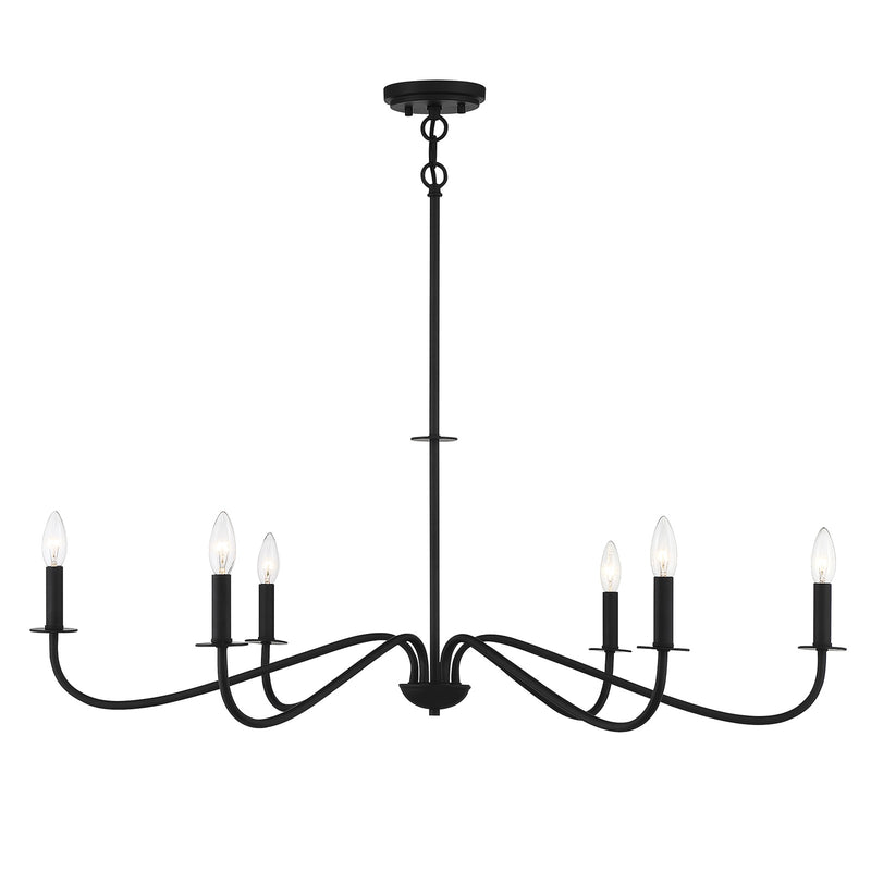 Savoy House Jasmine 42in 6-Light Chandelier | Transitional Matte Black Metal | Dining Room & Foyer | 42 x 42 x 14 in, Rod Hung | Model L1-2220-6-89