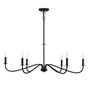Savoy House Jasmine 42in 6-Light Chandelier | Transitional Matte Black Metal | Dining Room & Foyer | 42 x 42 x 14 in, Rod Hung | Model L1-2220-6-89