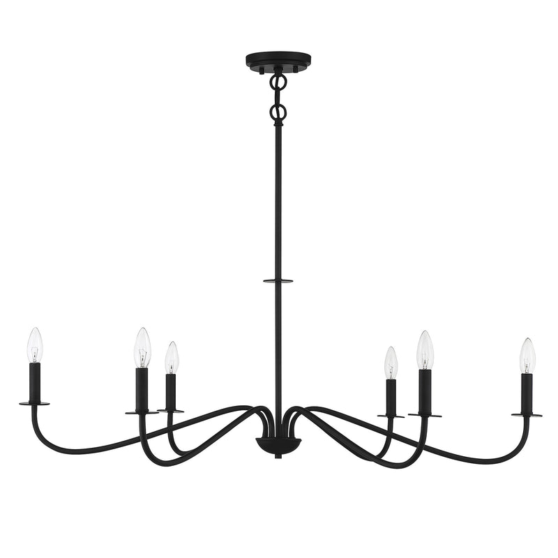 Savoy House Jasmine 42in 6-Light Chandelier | Transitional Matte Black Metal | Dining Room & Foyer | 42 x 42 x 14 in, Rod Hung | Model L1-2220-6-89