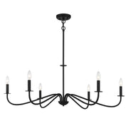 Savoy House Jasmine 42in 6-Light Chandelier | Transitional Matte Black Metal | Dining Room & Foyer | 42 x 42 x 14 in, Rod Hung | Model L1-2220-6-89