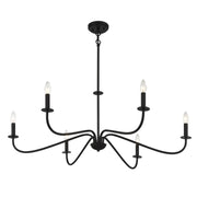 Savoy House Jasmine 42in 6-Light Chandelier | Transitional Matte Black Metal | Dining Room & Foyer | 42 x 42 x 14 in, Rod Hung | Model L1-2220-6-89